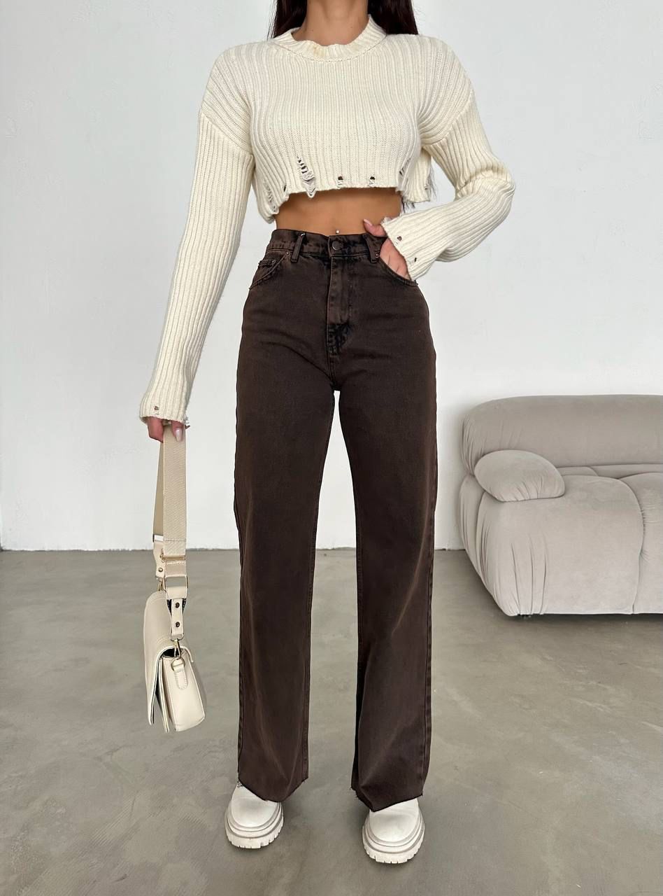Brown Wide Jeans - MD Fashionwear
