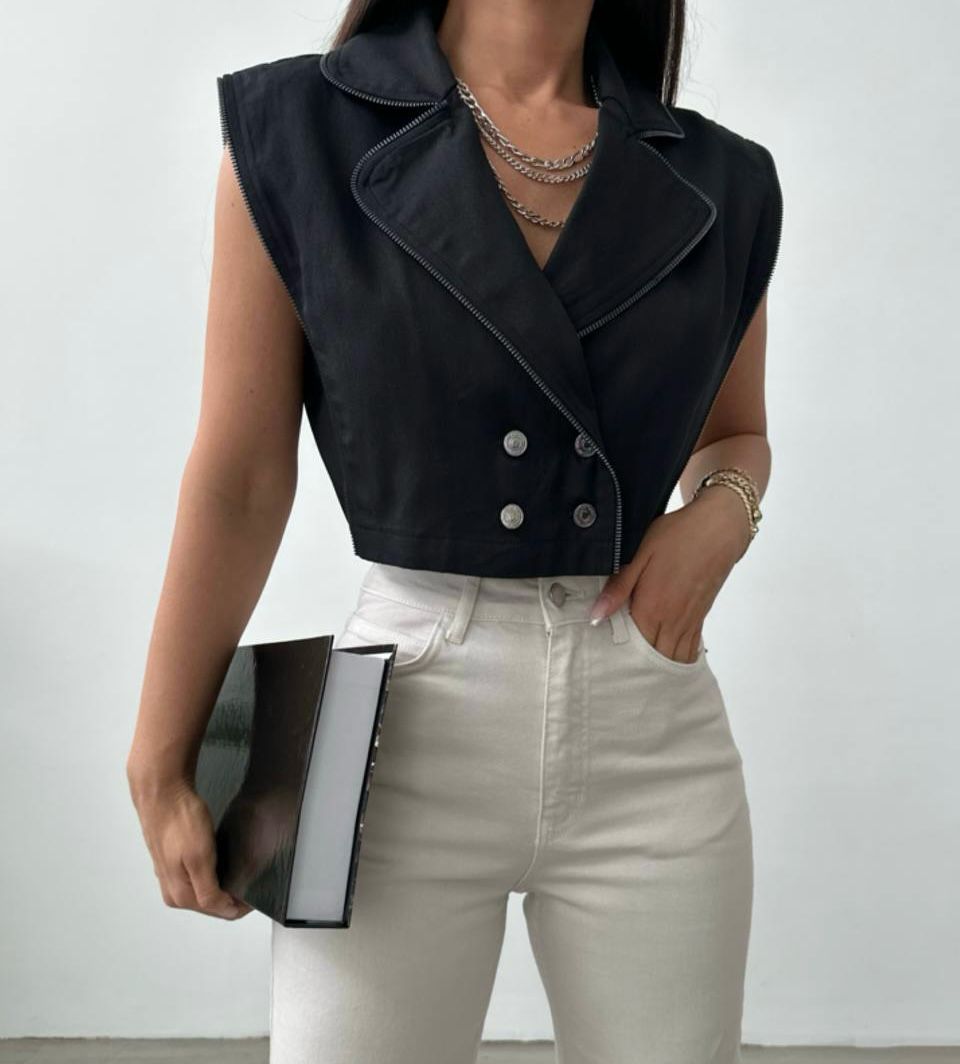 Vola zipper vest Top - MD Fashionwear