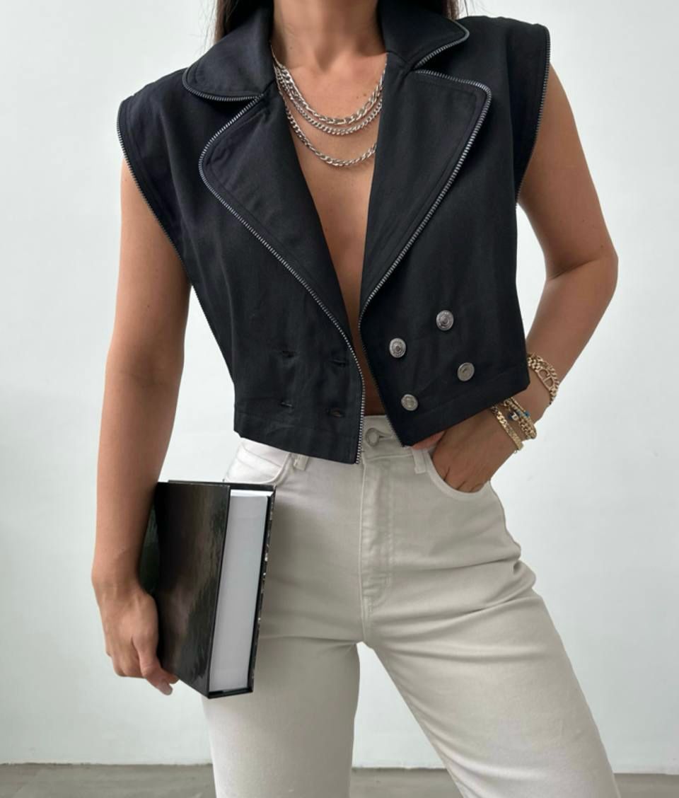 Vola zipper vest Top - MD Fashionwear