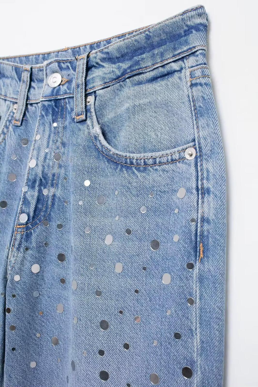 Rhineston wide leg jeans