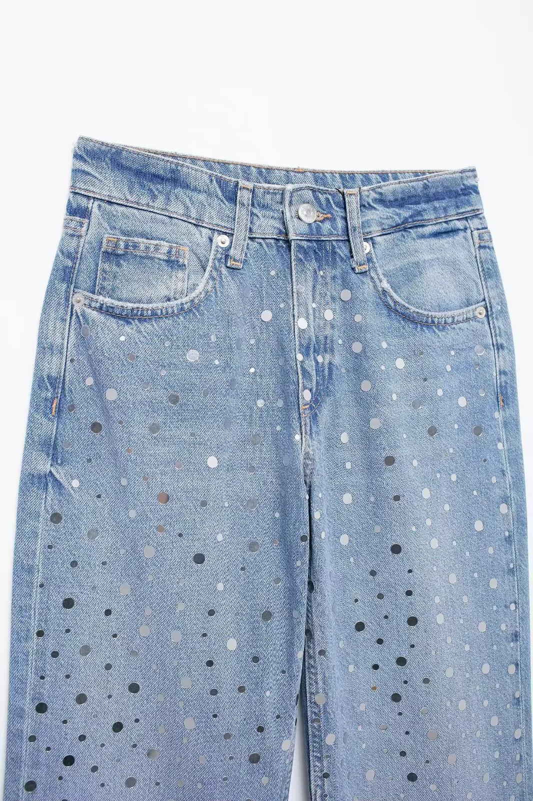Rhineston wide leg jeans