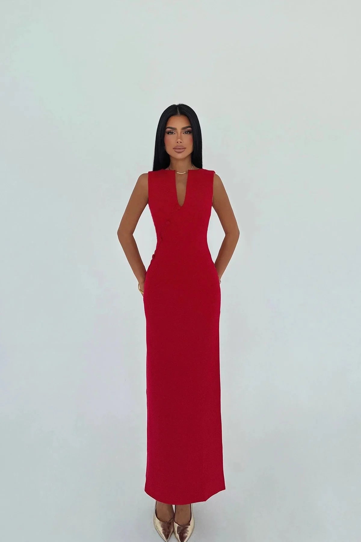 Button Midi Dress
