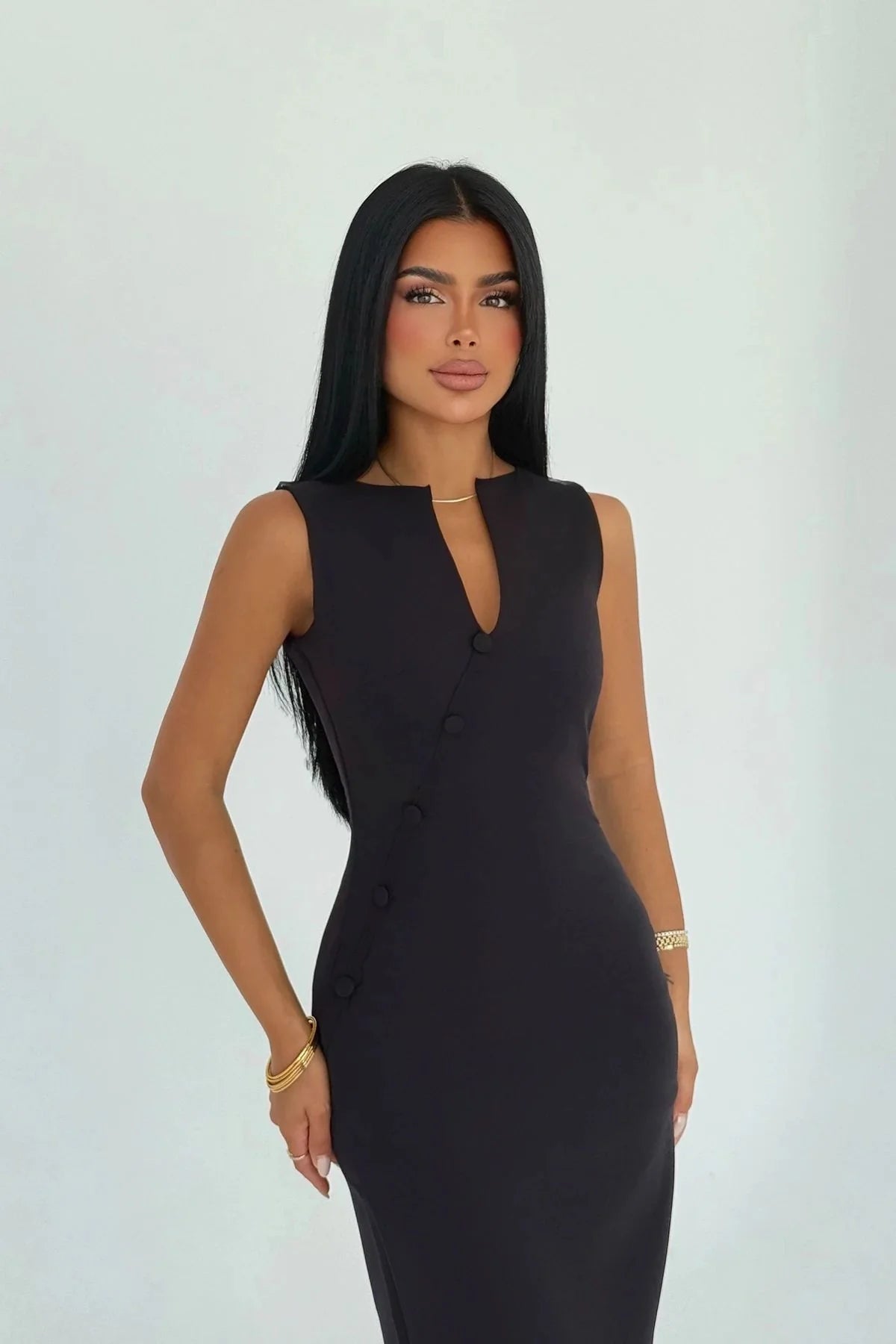 Button Midi Dress
