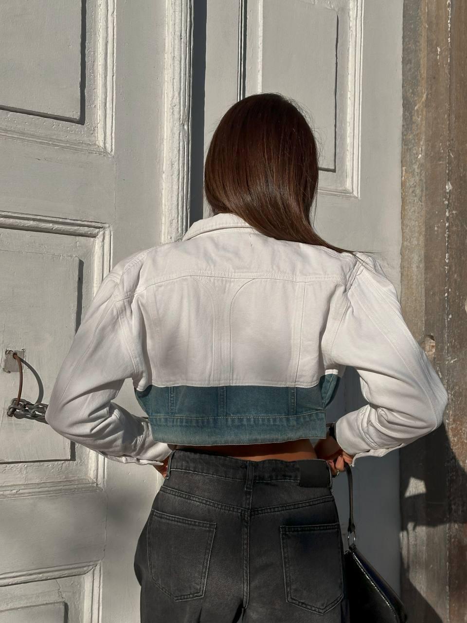 Cielo Two Tone Crop Denim Jacket - MD Fashionwear