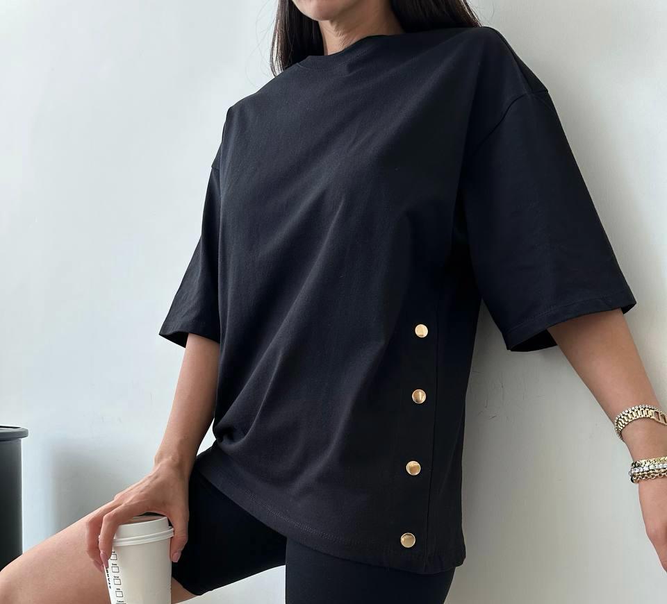 Gold Button oversize Top - MD Fashionwear