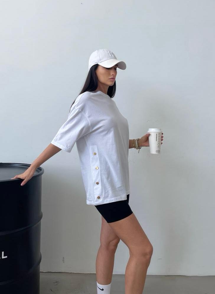 Gold Button oversize Top - MD Fashionwear